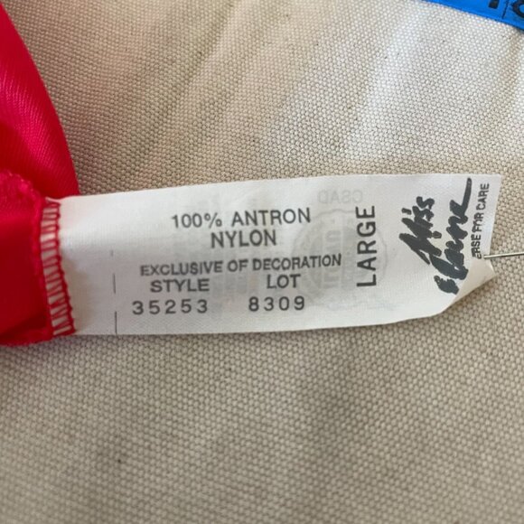 80s Vintage Miss Elaine Red Lace Trim Long Sleeve Nylon Robe Size L Made in USA - Picture 5 of 7